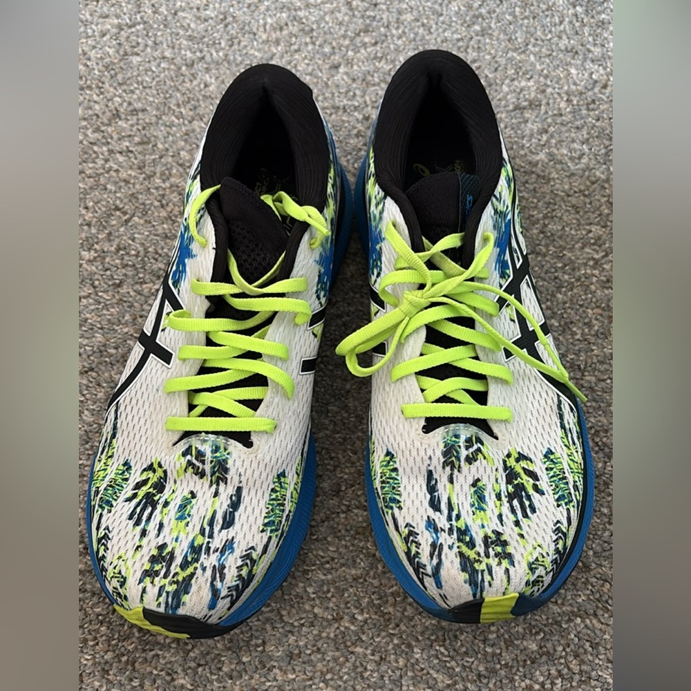 ASICS Men's White and Blue Athletic Shoes
